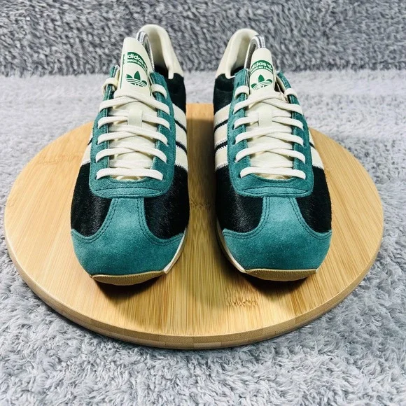 Adidas Country OG W Shoes Womens 9.5 Green Cow Fur Sneakers Originals JQ0544